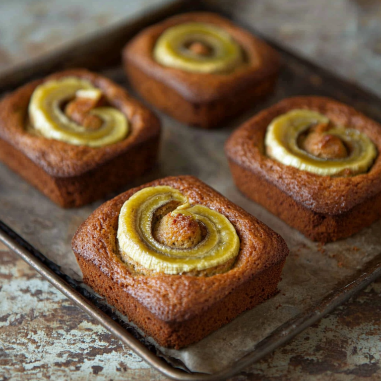 A freshly baked loaf of banana bread made with oil, sliced and served on a wooden cutting board.1