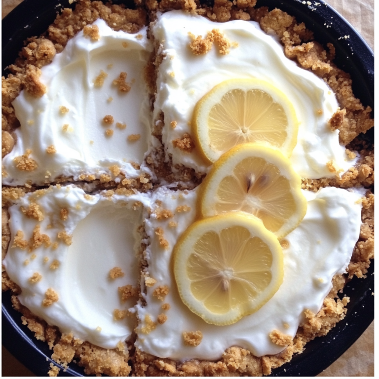 Slice of creamy Lemon Icebox Pie with a graham cracker crust, topped with whipped cream – a classic no-bake Southern lemon dessert.1