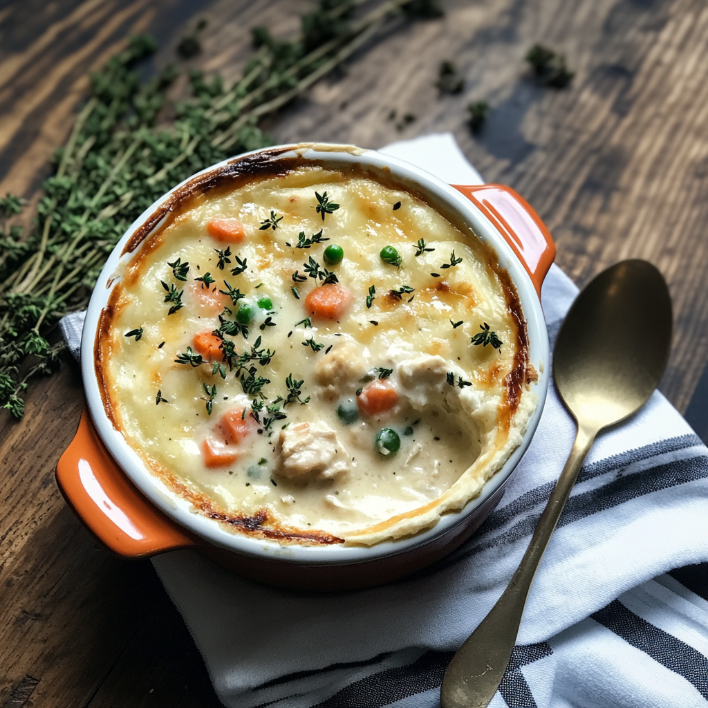 Golden-baked Pillsbury Chicken Pot Pie with flaky crust and creamy filling, fresh from the oven.2