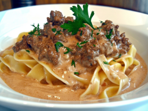 ground beef stroganoff recipe no mushrooms