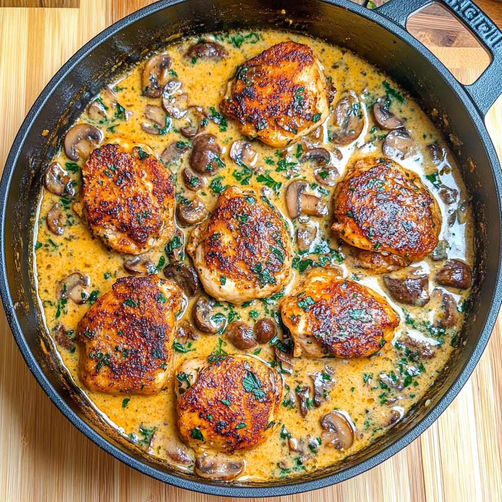 Cream of Mushroom Chicken and Rice served on a white plate with a creamy mushroom sauce and tender rice4