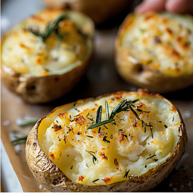 Perfect baked potatoes with crispy skins and fluffy interiors topped with butter and fresh herbs.1