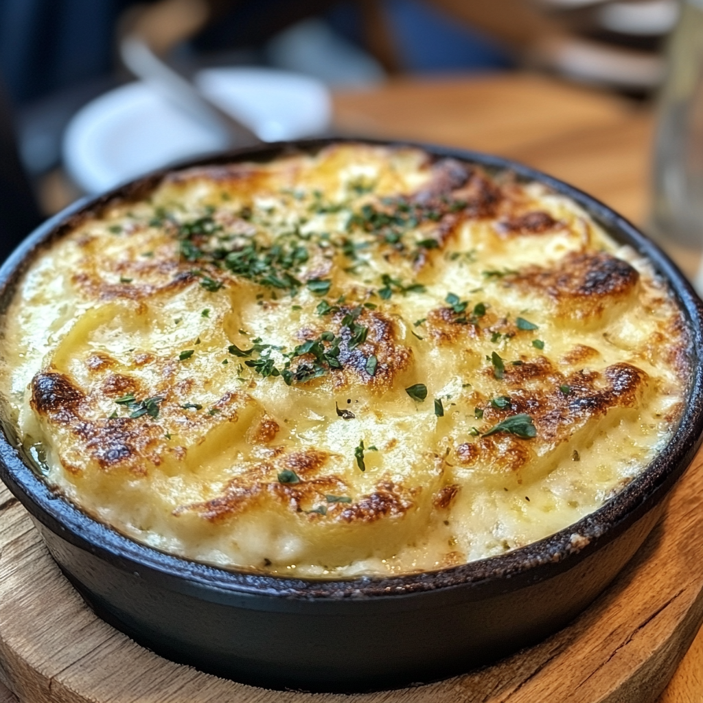 Creamy and golden Gratin Dauphinois recipe baked to perfection with thinly sliced potatoes and rich cream.4